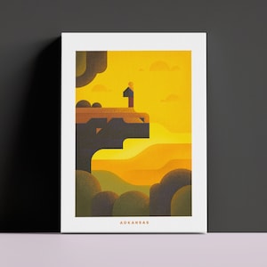Arkansas Travel Poster Canvas Vintage Style Arkansas Art Retro Home Decor State Canvas AR Wall Art Canvas Hot Springs Pinnacle Mountain