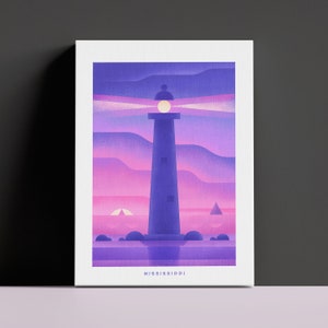 Mississippi Canvas Travel Print Vintage Style Lighthouse Sunset Mississippi Art Retro Gulf Coast Home Decor Canvas Retro MS Wall Art Canvas