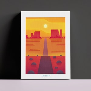 Arizona Leinwand Reise Druck Vintage Stil Arizona Kunst Retro Arizona Wüste Sonnenuntergang Wohnkultur State Canvas Retro Arizona Wandkunst Leinwand