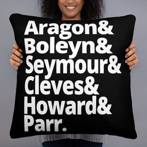 British History Gift Wives of Henry VIII Throw Pillow Anne Boleyn Aragon Seymour Cleves Howard Parr History Buff Six the Musical Pillow