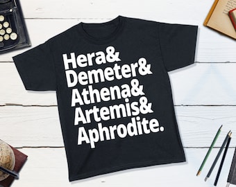 Greek Mythology Shirt Ancient Greek Goddesses Kids Tshirt Hera Demeter Athena Artemis Aphrodite Greek Myths Olympians Percy Jackson