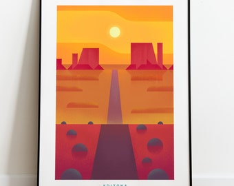 Arizona Print Travel Poster Print Vintage Style Arizona Art Arizona Desert Sunset Retro Home Decor State Prints Retro Wall Art USA Print