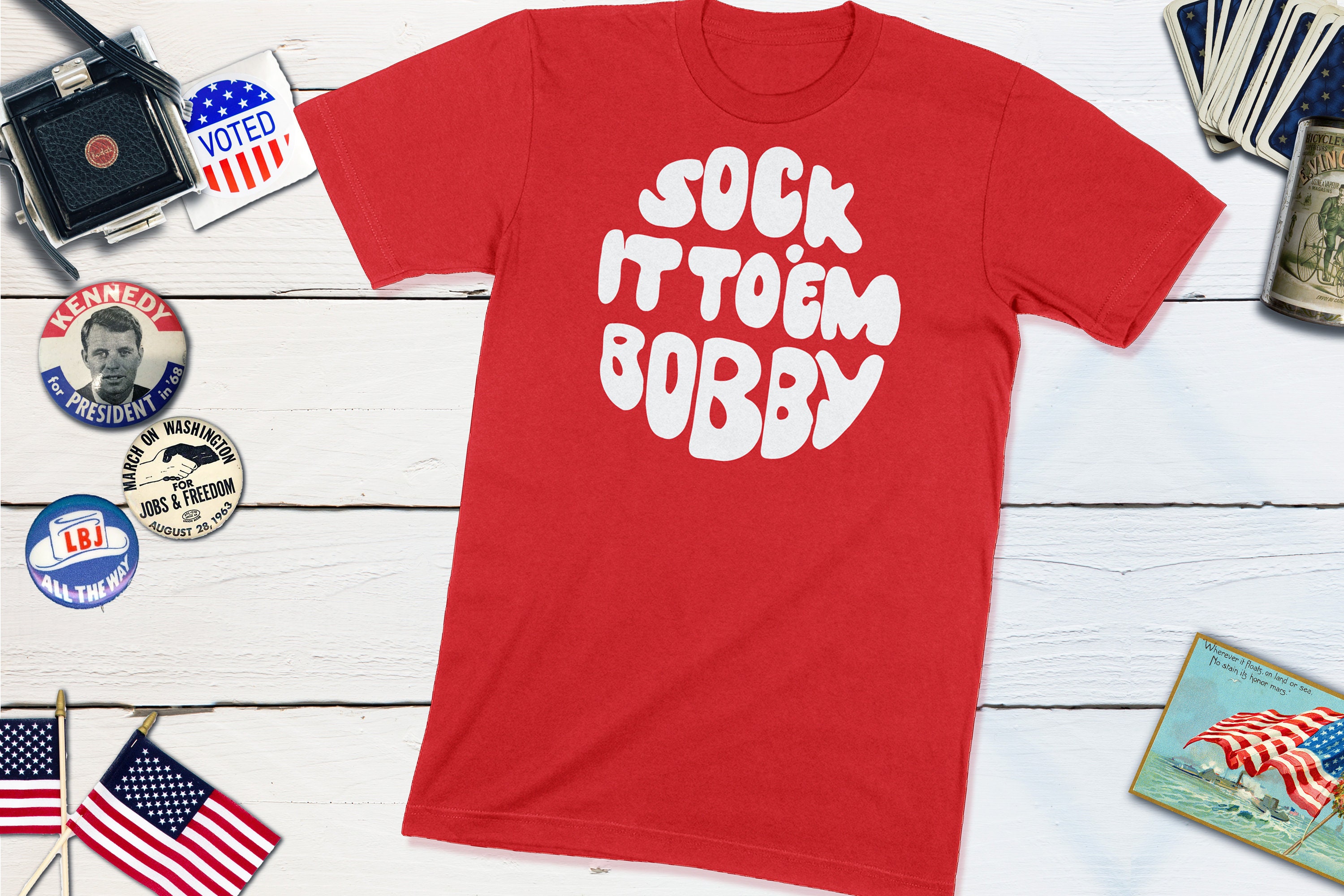 Robert 'Bobby' Kennedy 'Sock It to 'Em Bobby' 1968 Presidential Campaign T- Shirt - Retro Campaigns