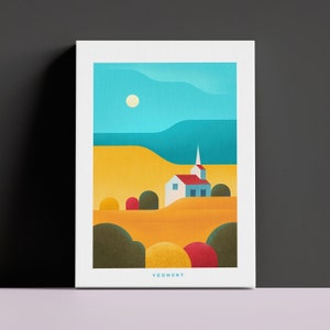 Vermont Canvas Travel Print, Vintage Style Vermont Art, Retro Home Decor State Canvas, Retro Wall Art USA Canvas Rural Green Mountain State