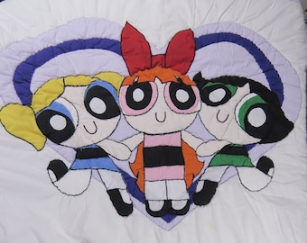 Vintage Powerpuff Girls quilted blanket