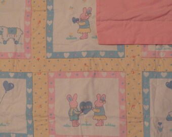 Vintage Cute Bunnies small quilted blanket