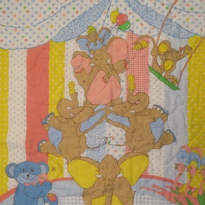 Vintage Adorable Circus themed small quilted blanket