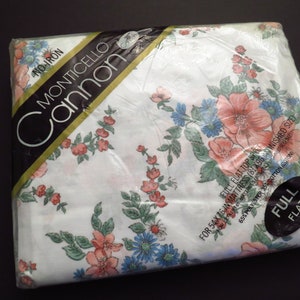 Vintage Cannon Floral full sized flat sheet -new in package