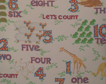 Vintage "Let's Count" Animals and 123s Twin sheet set -includes flat, fitted, and pillowcase