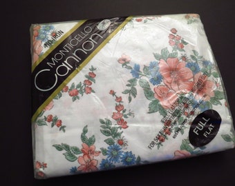 Vintage Cannon Floral full sized flat sheet -new in package