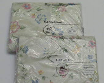 Vintage JC Penney floral "Early Spring" full flat and fitted sheets -New in package