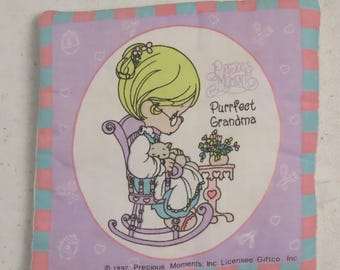 Vintage Precious Moments "Purrfect Grandma" nursery wall decor or kitchen trivet