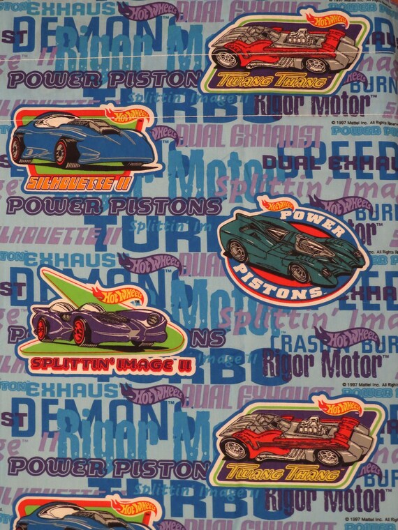 Vintage Hot Wheels Curtain Set Includes 2 Panels 2 Tiebacks Etsy