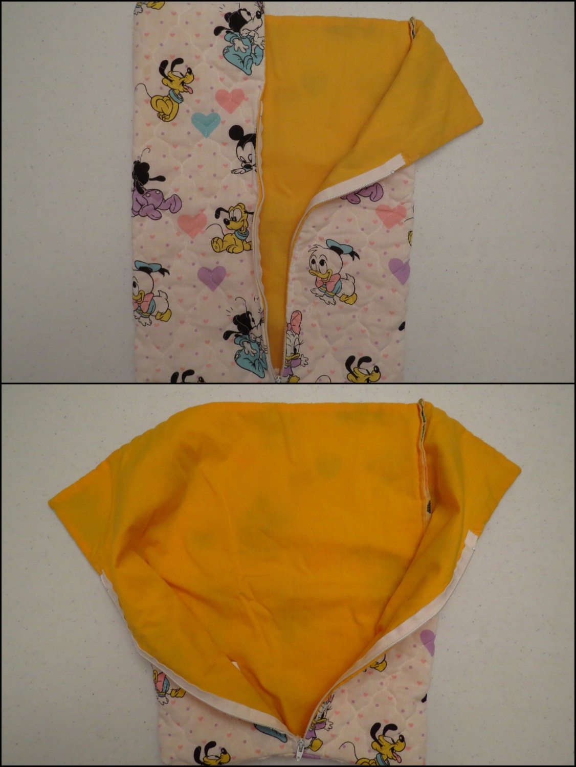 Vintage Mickey Mouse small quilted zip up blanket