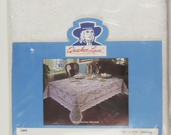 Vintage Quaker Lace 'Lori' floral 60" by 104" tablecloth -New in package