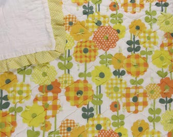 Vintage Floral small quilted blanket