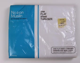 Vintage JC Penney White twin flat sheet -New in package
