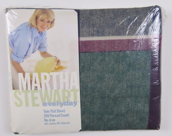 Vintage Martha Stewart Plaid twin flat sheet -new in package