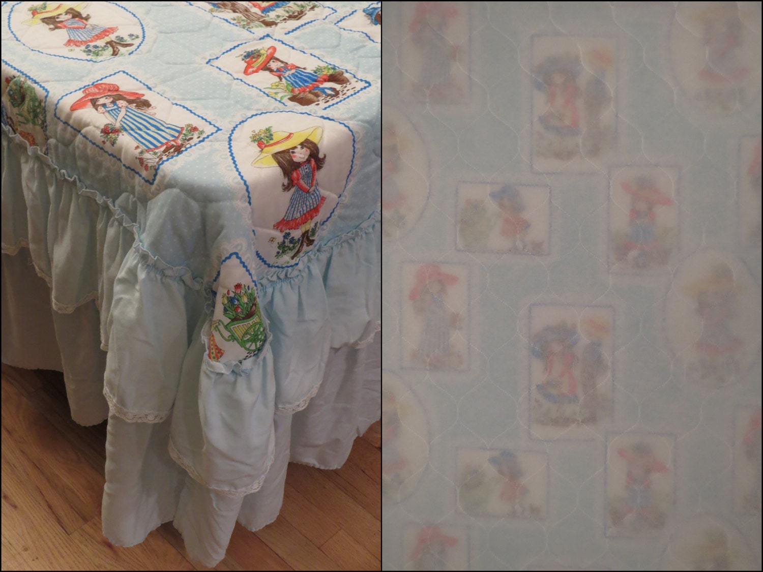 Vintage Cute and Girly Twin bedspread and pillow sham