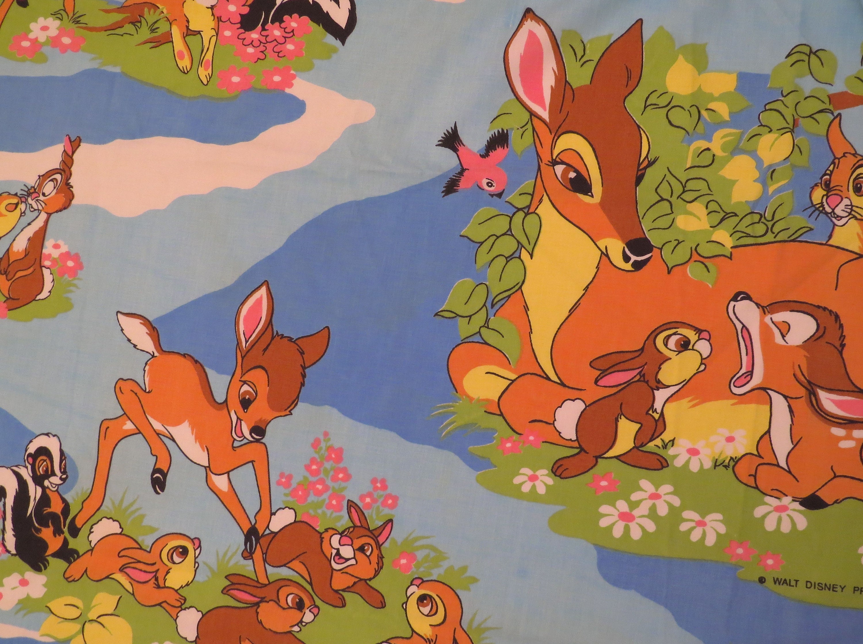 Vintage Bambi twin flat sheet