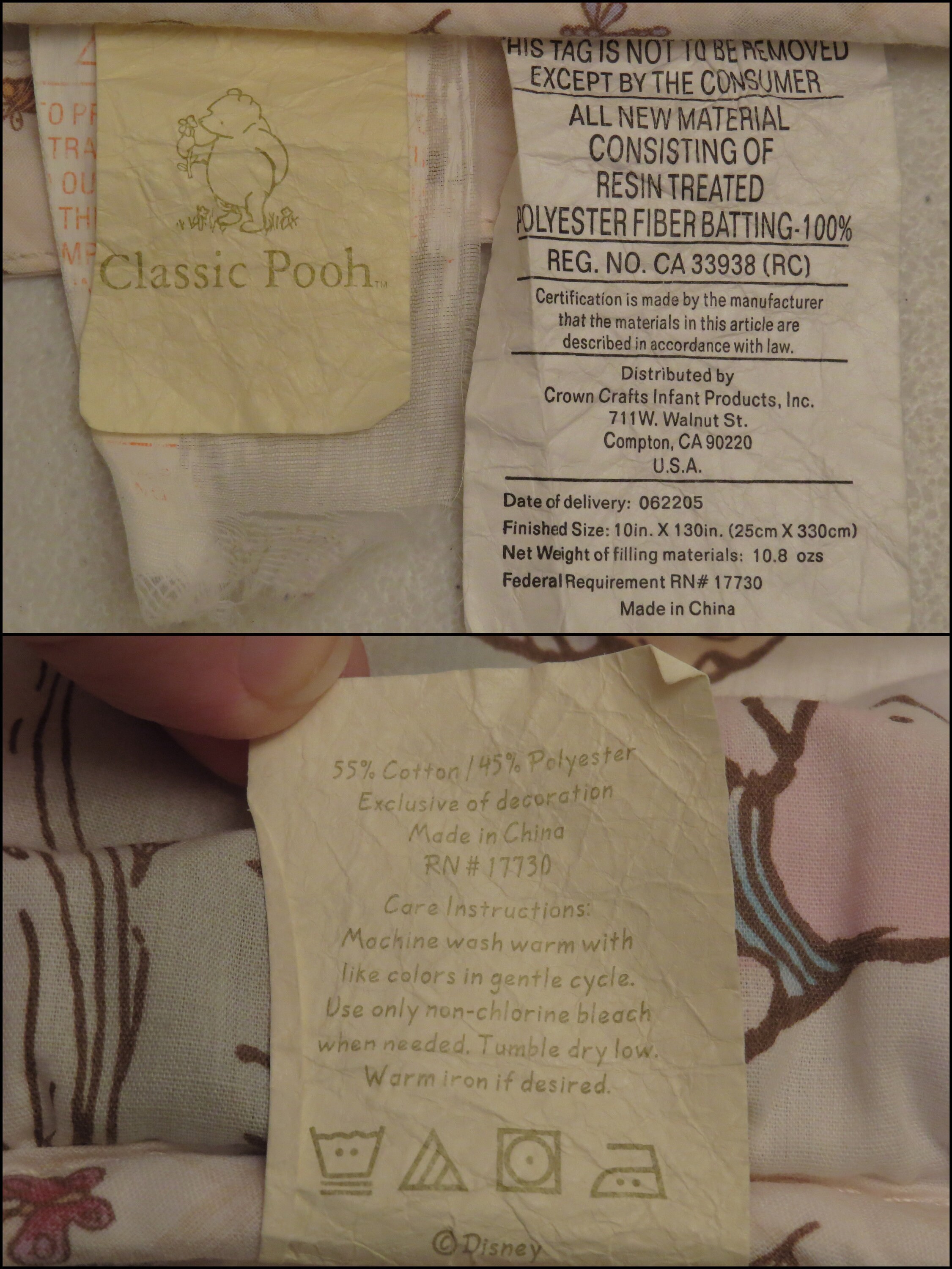 Classic Winnie The Pooh Crib Bumper And Headboard Pads