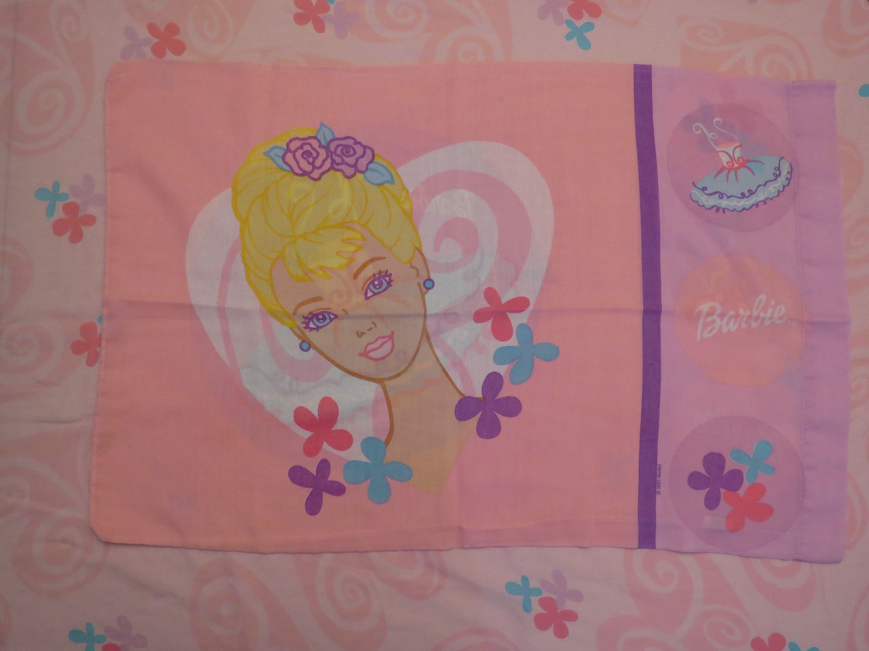 Vintage Barbie Twin fitted sheet and standard pillowcase