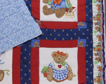 Vintage Teddy Bear small quilted blanket
