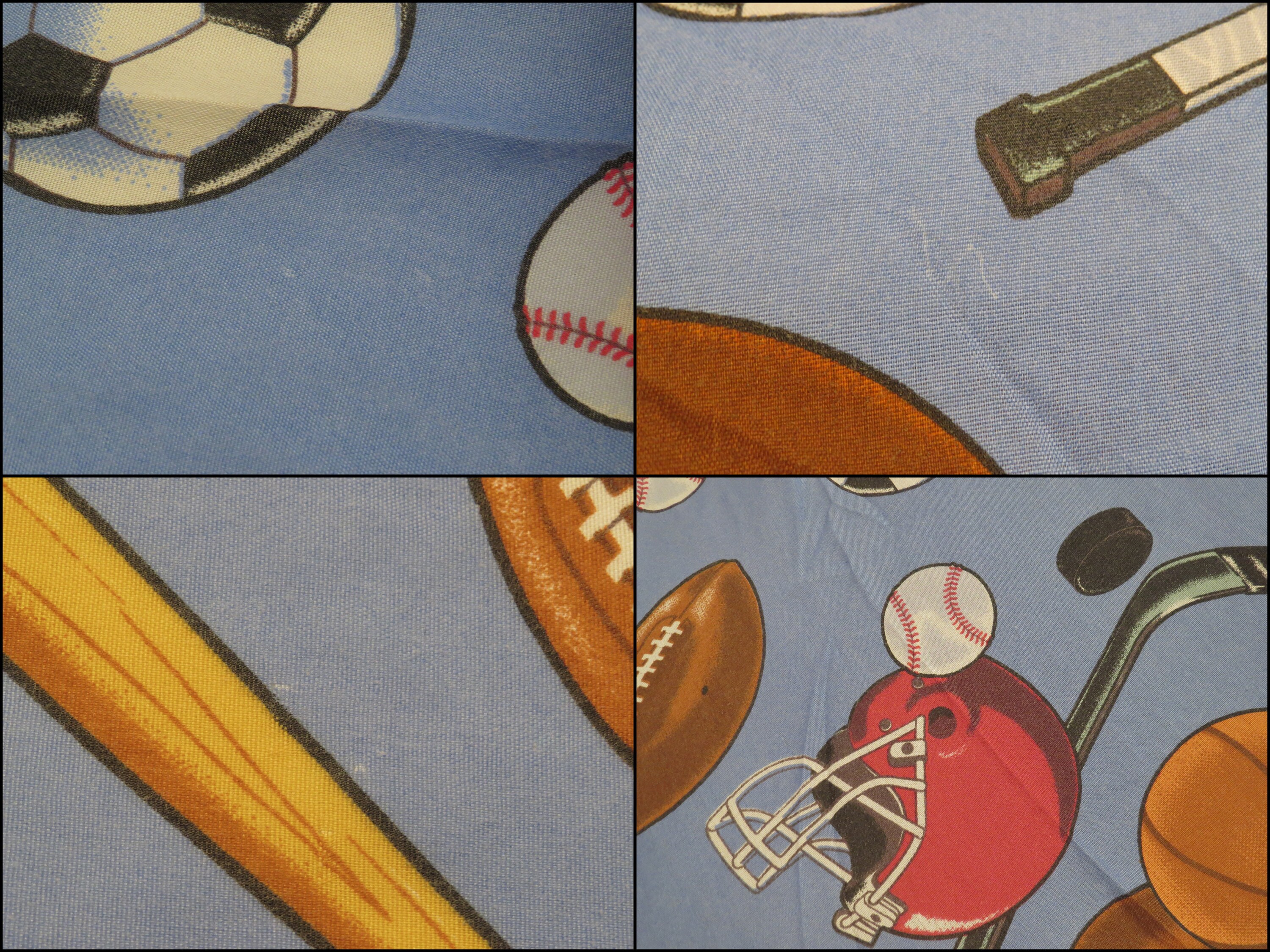Vintage Fun Sports twin sheet set includes flat, fitted, and pillowcase