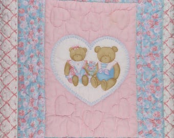 Vintage Teddy Bear small quilted blanket