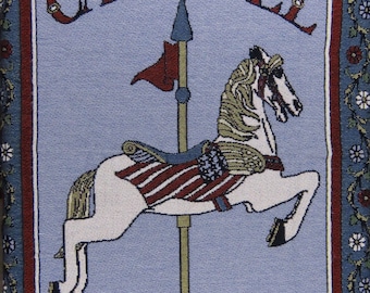 Vintage Lagoon Carousel Horse woven blanket