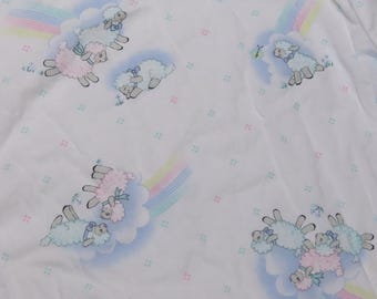 Vintage Sheep and Pastel Rainbows Crib fitted sheet