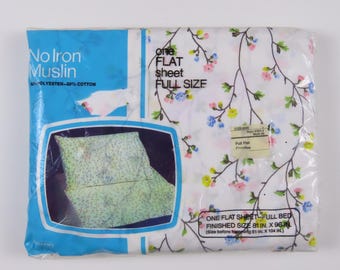 Vintage JC Penney Floral Full sized flat sheet -New in package
