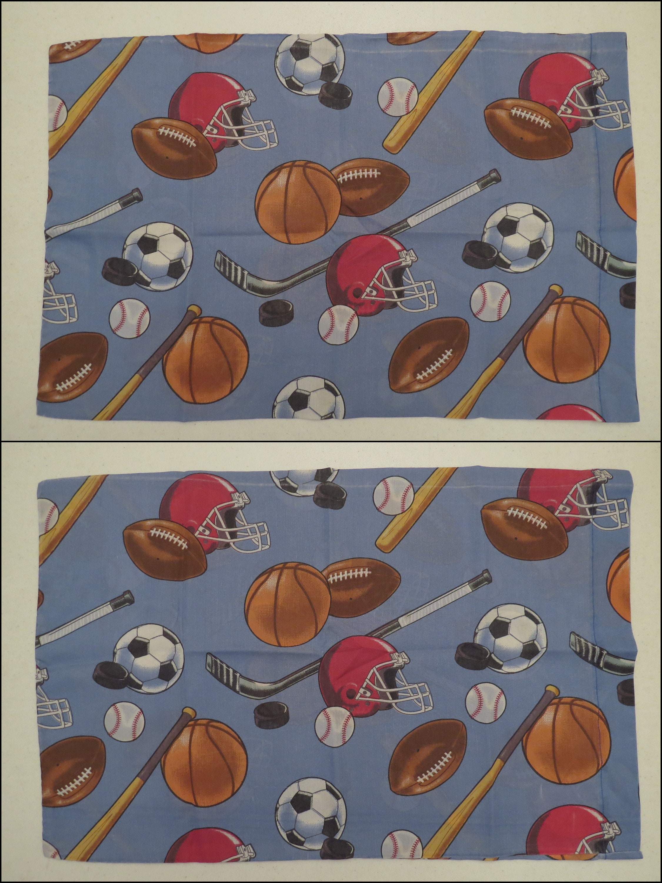 Vintage Fun Sports twin sheet set includes flat, fitted, and pillowcase