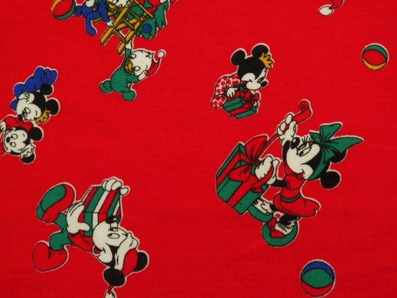 vintage mickey mouse christmas fabric 2 3 yards etsy
