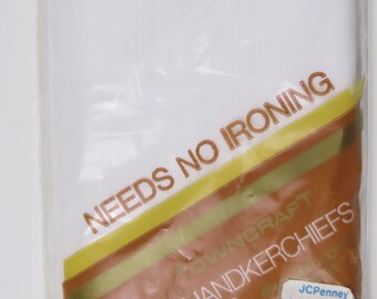 Set of 4 Vintage JC Penney men's white handkerchiefs -New in package