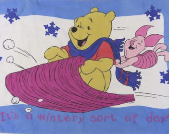 Vintage Winnie the Pooh flannel pillowcase