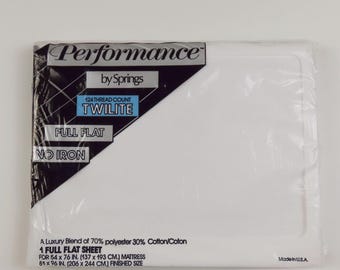 Vintage Springs white full flat sheet -new in package