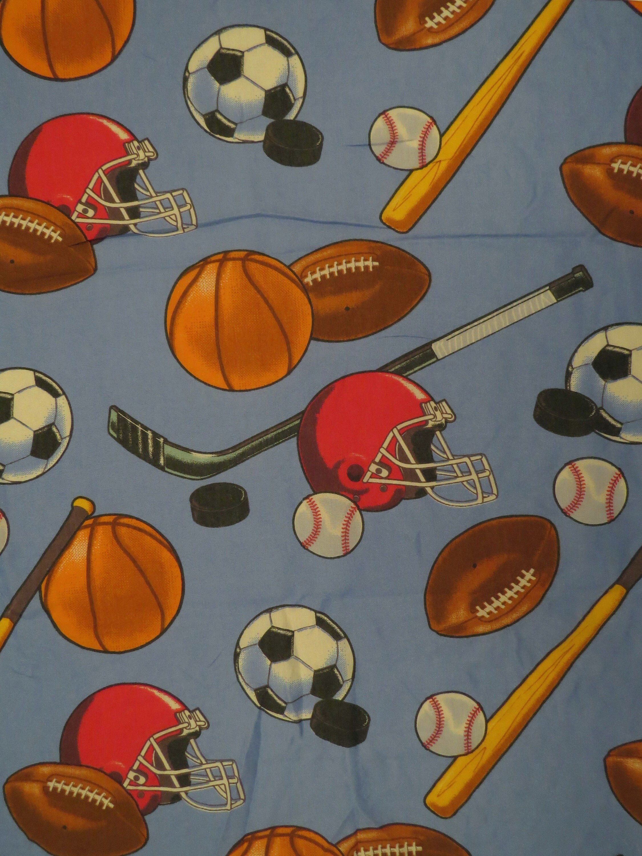Vintage Fun Sports twin sheet set includes flat, fitted, and pillowcase