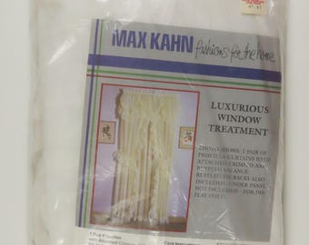 Set of 2 Vintage Max Kahn white ruffled curtain panels -New in package