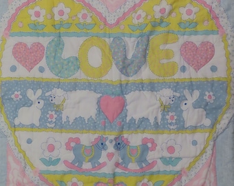 Vintage "Love" small quilted blanket