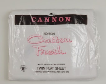 Vintage Cannon white twin flat sheet -new in package