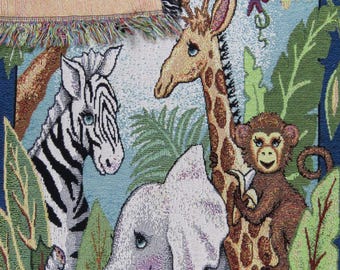 Vintage Cute Animals woven blanket