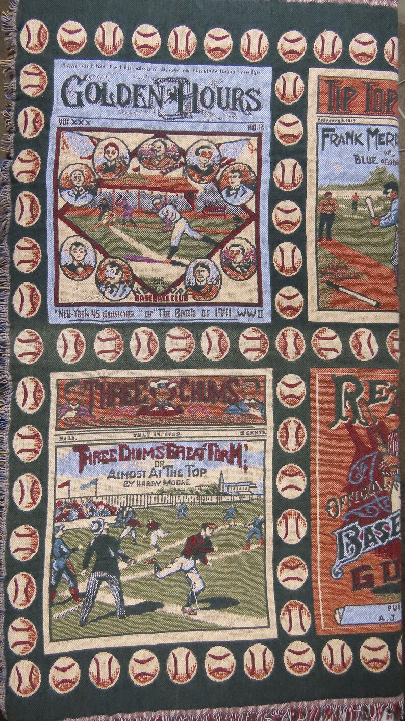 Vintage Baseball Woven Tapestry Blanket Etsy