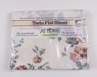 Vintage Floral Springs "Windsor" Twin flat sheet - new in package