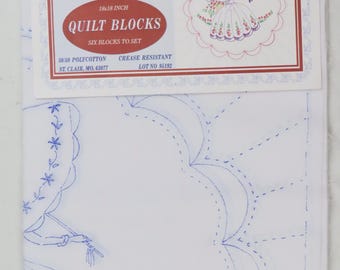 Vintage DIY Girl with Umbrella quilt blocks for embroidery -New with packaging