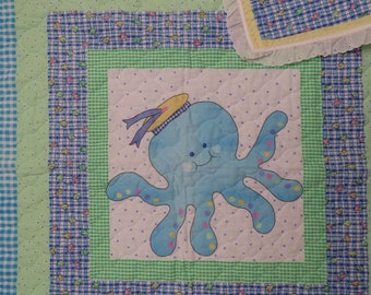 Vintage Cute Sea Creatures small quilted blanket