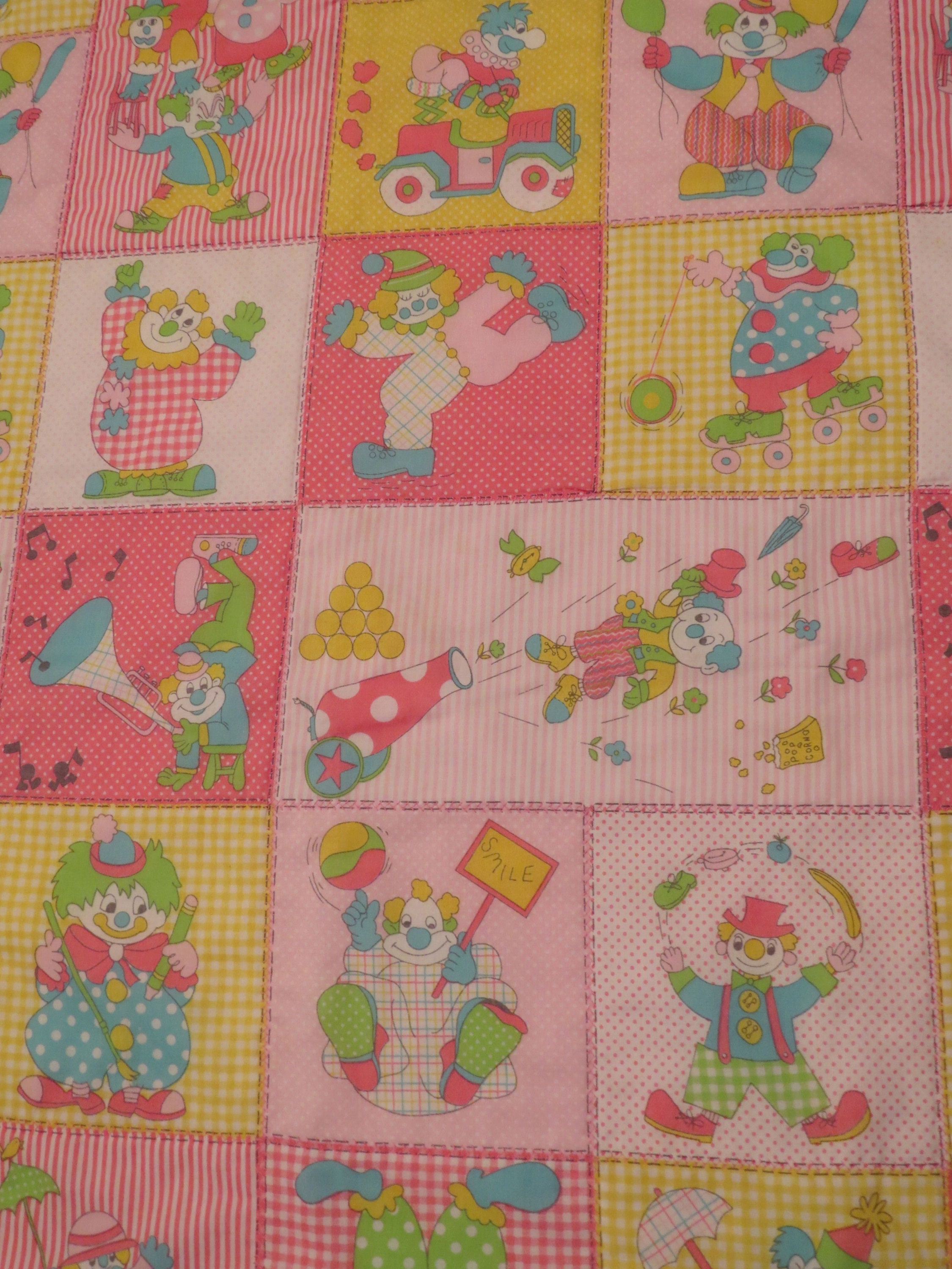 Vintage Adorable Clowns small quilted blanket