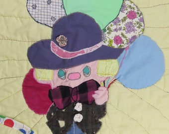Vintage Cutesy Clown small quilted blanket