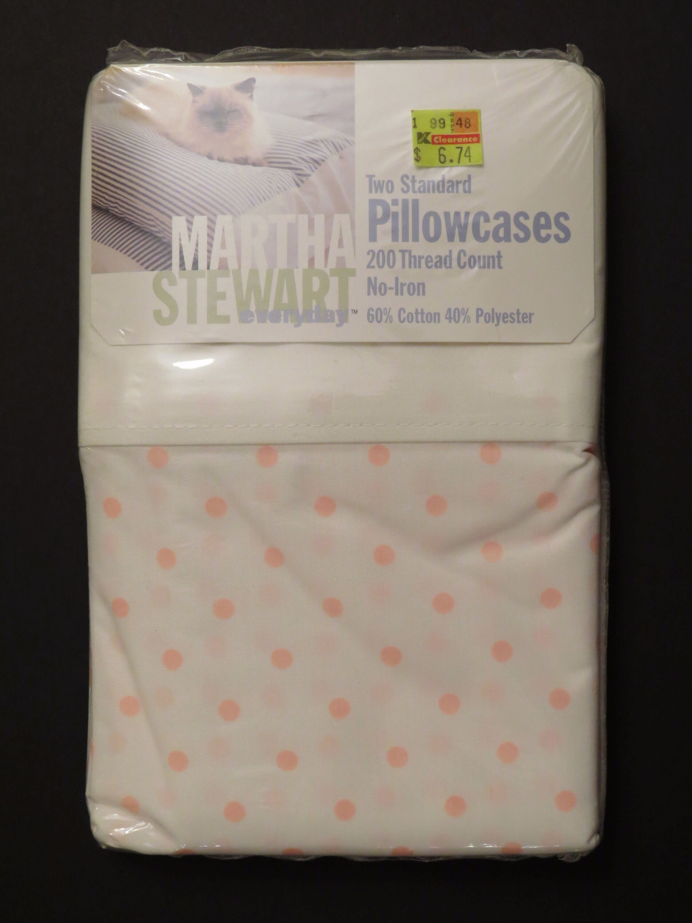 Set Of 2 Vintage Martha Stewart Polka Dot Pillowcases