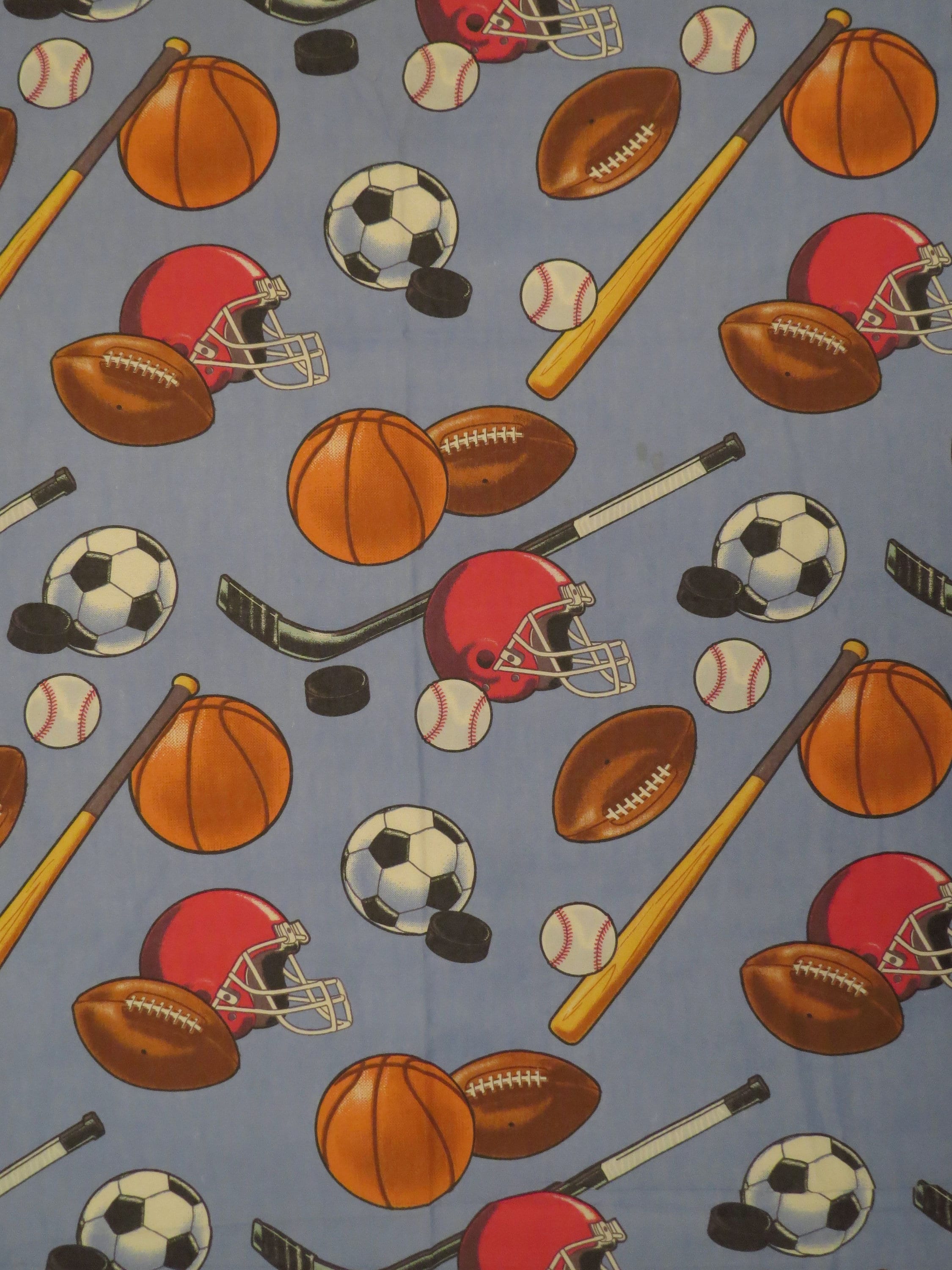 Vintage Fun Sports twin sheet set includes flat, fitted, and pillowcase